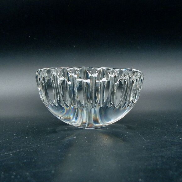 Lenox Lead Crystal Cut Edge Paperweight Magnifying Clear Dome Round Signed - Picture 6 of 8